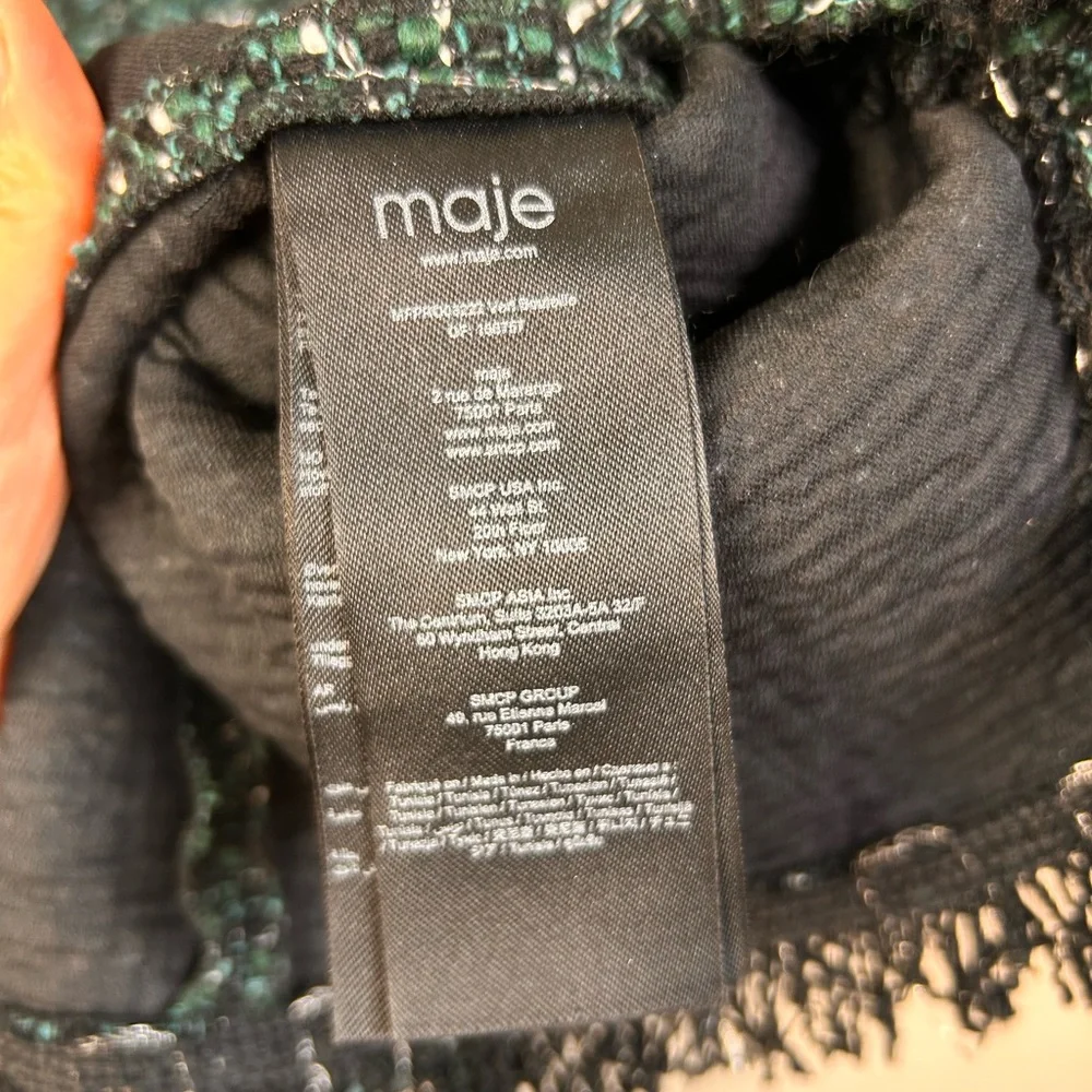 Maje Black/Green Tweed and Cotton Knit Mini Dress - Picture 5 of 5